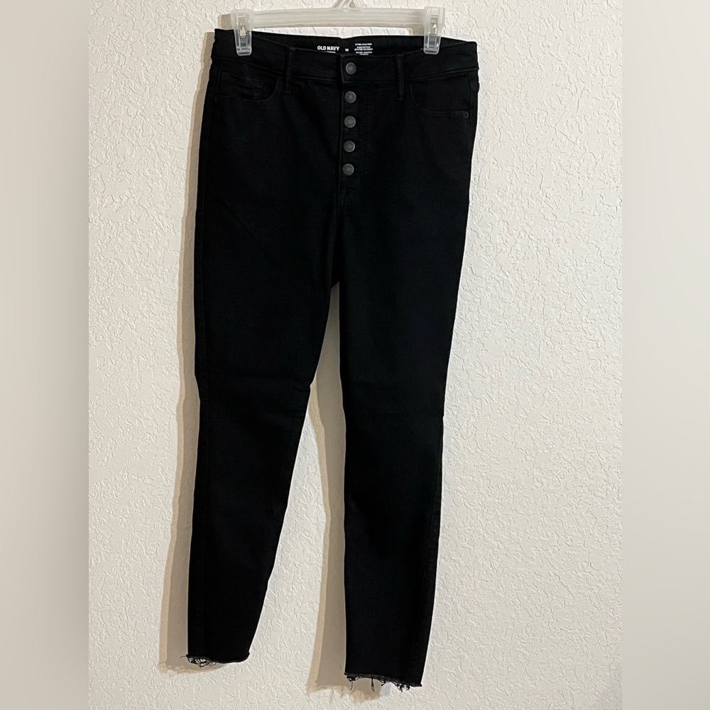 Women’s Old Navy Y2K Black Extra High Rise Rockstar Super Skinny Jeans. Size 10 - Picture 6 of 16